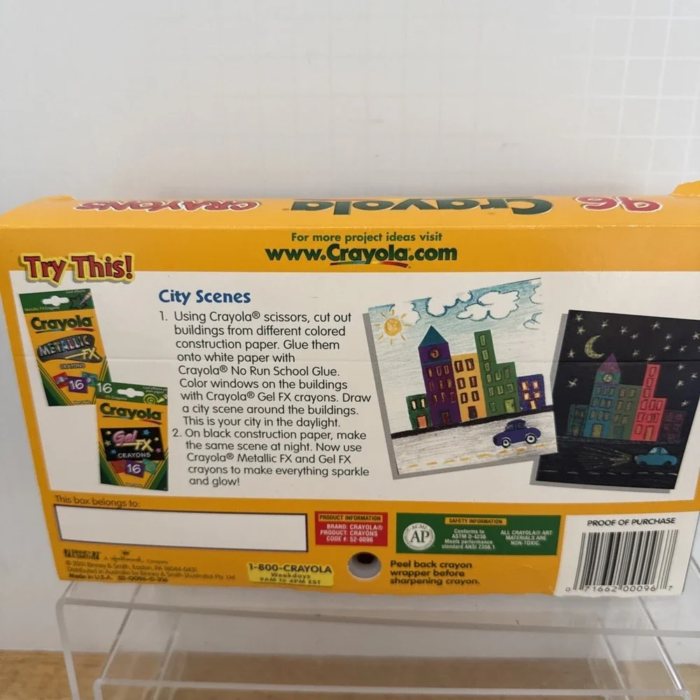 1991 Crayola Crayons 96 Count Big Box With Metallic Gel FX NEW